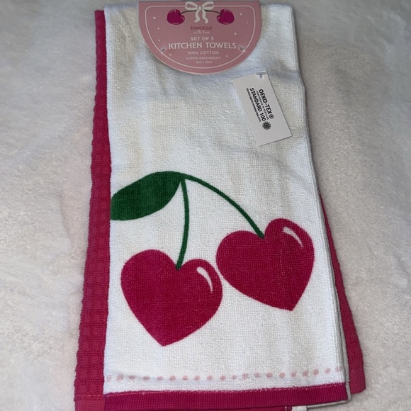 ENVOGUE Valentines Day Set of 3 100% Cotton Kitchen Towels New - Picture 2 of 7